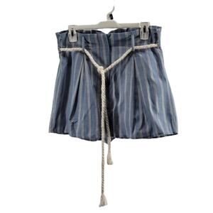 EM Blue White Striped Rope Belt Waist High Rise Shorts Women's Size Large